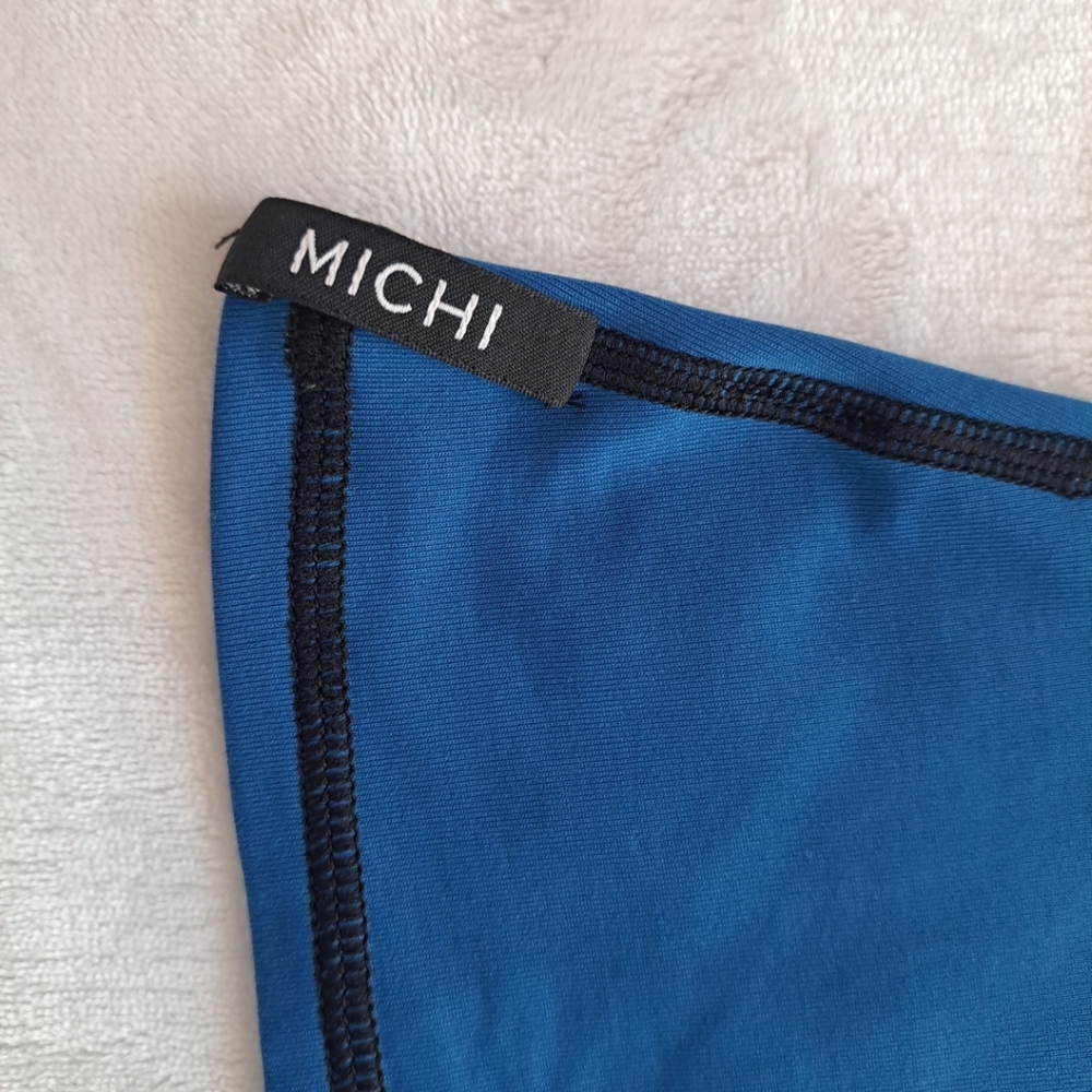MICHI XS Blue Black Mesh Stretch Sleeveless Racerback Activewear Yoga Tank Top - Picture 4 of 15